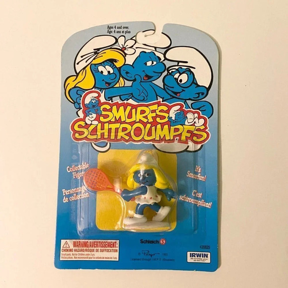 Vintage  1995 Scleich Peyo Smurfs Smurfette Tennis Irwin Smurf Toy Figure - Picture 12 of 12